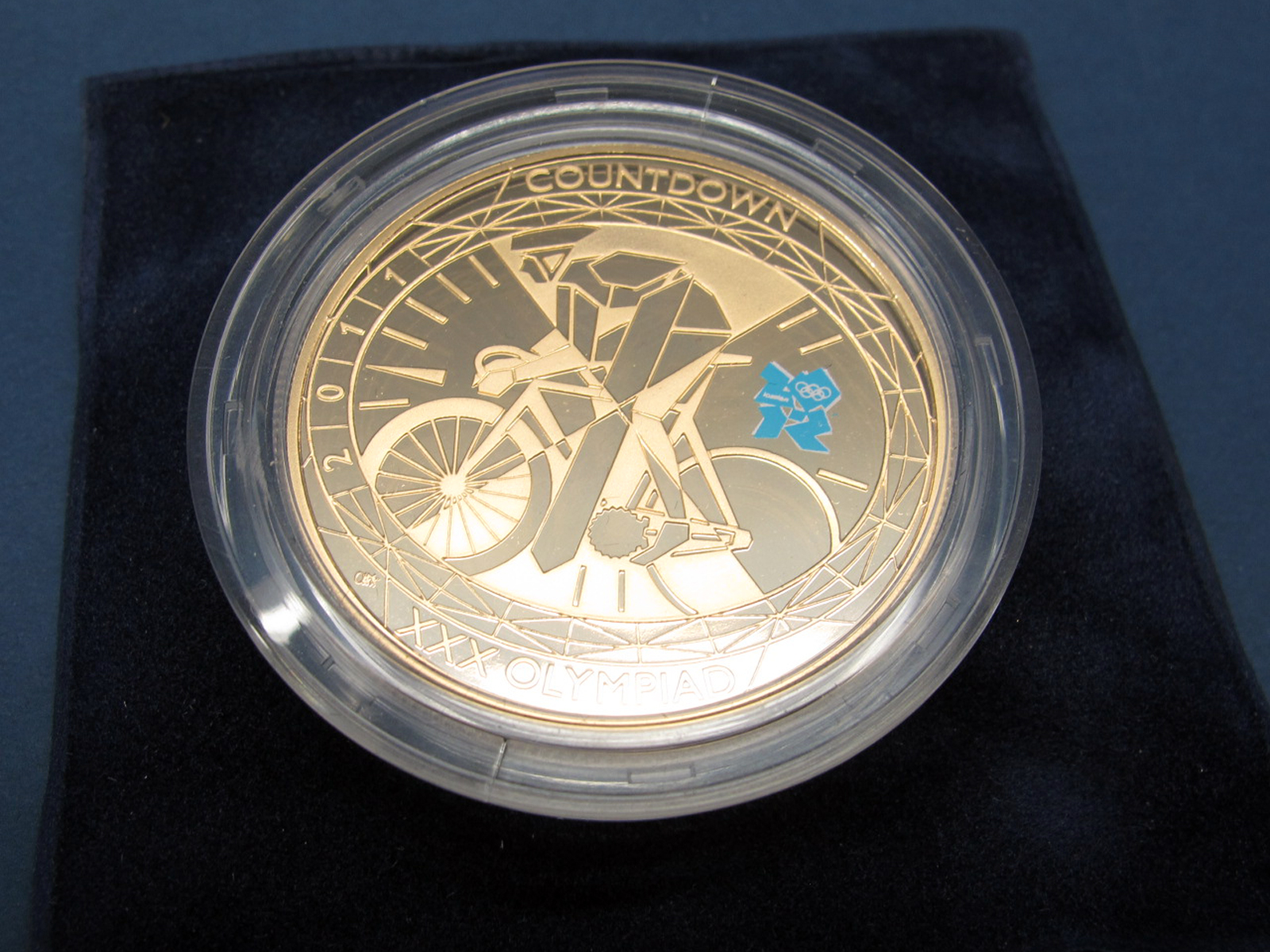 United Kingdom Gold Proof Five Pounds Countdown 2011 XXX Olympiad, presented within a capsule, no