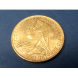 Queen Victoria Old Head Gold Sovereign, 1899 'S', accompanied by Westminster C.O.A., (8.0g).