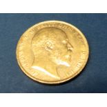 Edward VII Gold Sovereign 'Perth', 1906, accompanied by Westminster C.O.A., (8.0g).