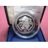 A Pobjoy Mint Gibraltar Silver Proof Christmas Fifty Pence Coin 1996 'Santa With Bi Plane',