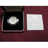 The Royal Mint 1996 UK Silver Proof Piedfort £2 Coin 'A Celebration of Football', accompanied by