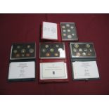 Four Royal Mint United Kingdom Proof Coin Sets 1989, 1990, 1991, 1994, accompanied by literature,