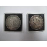 Two Queen Victoria Silver Crowns Both Veiled Head, 1894, 1898.