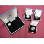 Four Royal Mint United Kingdom Silver Proof One Pound Coins, comprising of 1998 Silver Proof