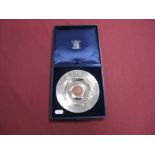 A Hallmarked Dish, with a 1797 Penny set into the base, issued by the Royal Mint and in a