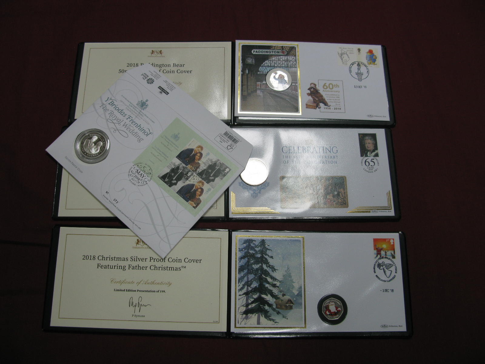 Four Harrington and Byrne Philatelic/Numismatic Covers, including Gibraltar 2018 Christmas fifty