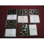 Five Royal Mint United Kingdom Proof Coin Sets 1983, 1984, 1985, 1986, 1988, accompanied by