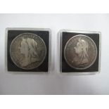 Two Queen Victoria Silver Crowns Both Veiled Head, 1893, 1896.