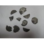 A Collection of Old English Hammered Silver Coin, clipped fragments.