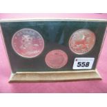 Bahama Islands 1972 Three Coin Set, presented within a perspex stand, denominations Five Dollars,