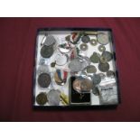 A Collection of Coins, Medallions, Badges, to include Napoleon III One Centime 1855, Jetton (