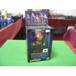 A DC Direct Justice League Superman Exclusive Variant Collector Action Figure, boxed.