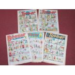 Sixteen U.K. Broad Sheet Comics 1967-1972, to include The Beezer, The Topper, folds, tears and