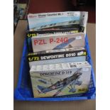 Five 1:72nd Scale Plastic Model Military Aircraft Kits by Revell, AZ Model, Heller and other