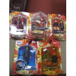 Five 'Bubble Cards' Doctor Who Plastic Figure Sets by Character, including The Doctor, Auton twin