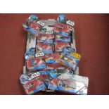 Approximately Thirteen Modern Star Wars Plastic Model Space Vehicles, by Hot Wheels, including Tie