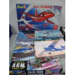 Five Plastic Model Aircraft Kits, including Revell 1:32nd Red Arrows Hawk, Academy F-117A Night Hawk