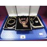A Small Collection of Highly Decorative Costume Jewellery Sets, including diamante necklaces, a