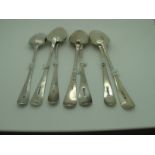 Seven Assorted Hallmarked Silver Old English Pattern Table Spoons, including initialled and crested,