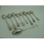 A Collection of Assorted Hallmarked Silver Spoons, fiddle and Old English Pattern, including