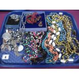 A Collection Modern Costume Jewellery Bead Necklaces, etc:- One Tray