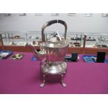 A Thomas Otley & Sons (Sheffield) Plated Tea Kettle on Burner Stand, of shaped design, initialled "