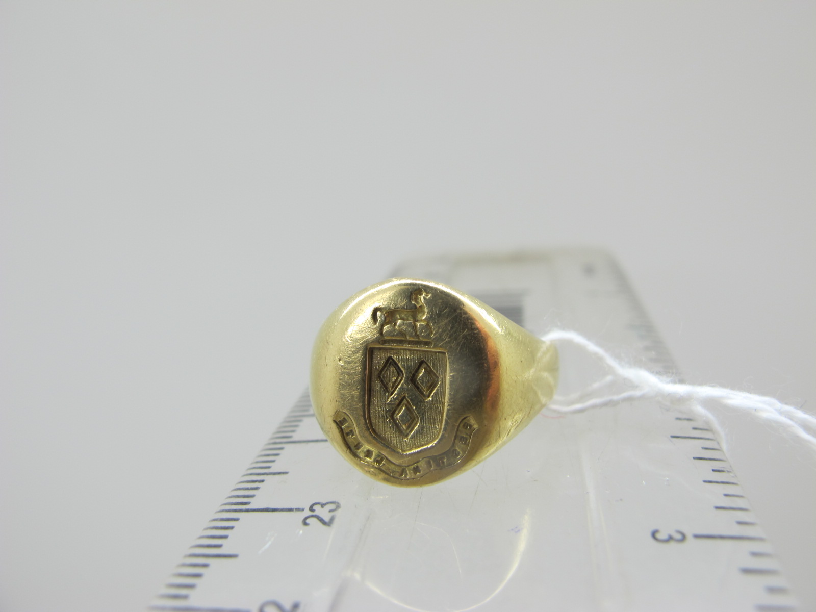 A Gent's Signet Ring, with "Festina Lente"? seal engraved oval panel, (finger size P½), (8 grams). - Image 2 of 6