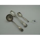 A W&S Sorenson Danish Lotus Pattern Caddy Spoon, 11.6cm long; a hallmarked silver Kings pattern