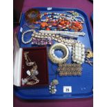 A Selection of Costume Jewellery, including an imitation pearl bead necklace, similar bracelet, a