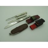 Three Hallmarked Silver and Mother of Pearl Single Blade Folding Fruit Knives, with decorative and