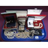 A Selection of Imitation Pearl Bead Costume Jewellery, including earrings, bracelets, necklaces