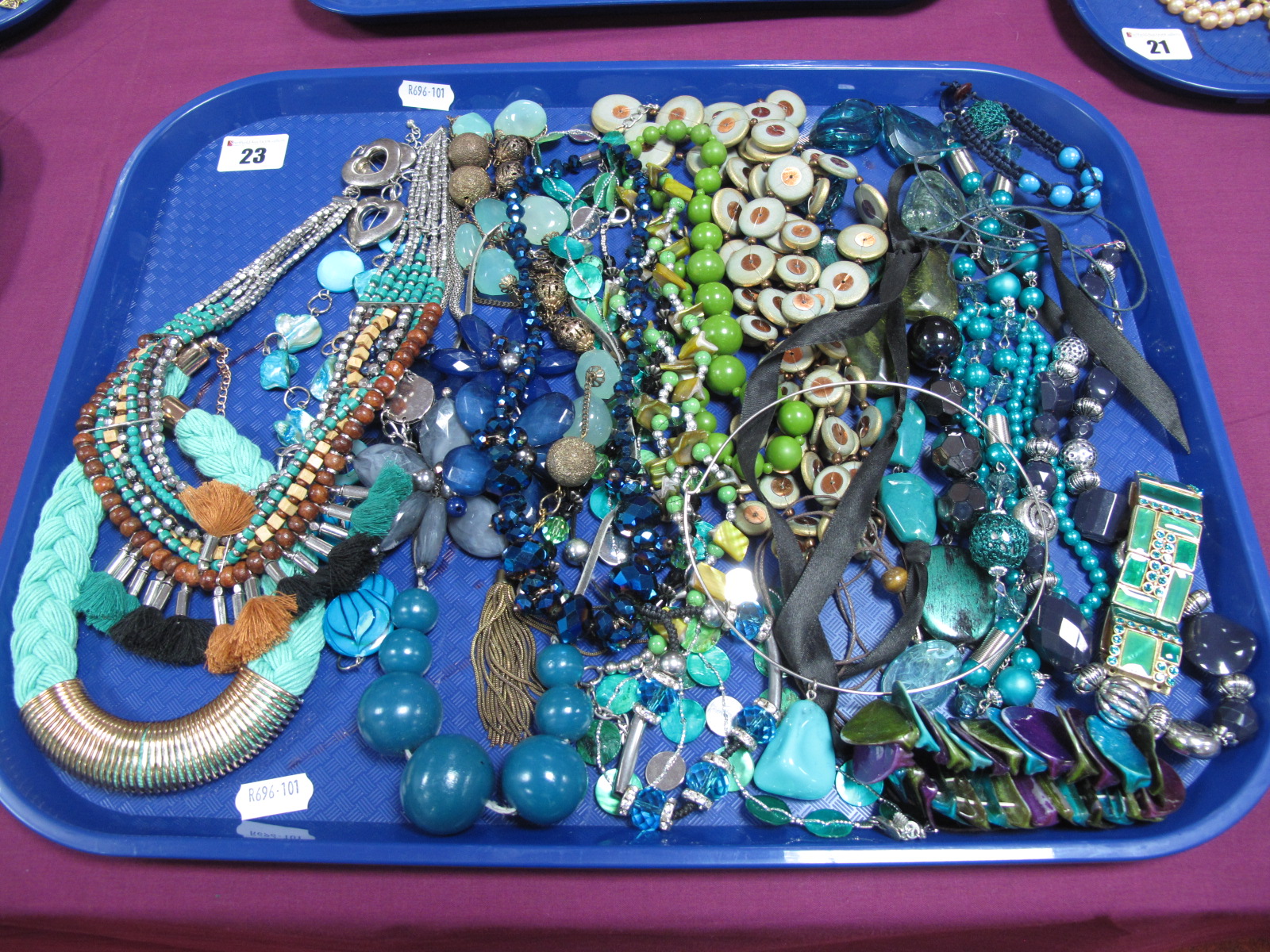 A Selection of Assorted Costume Bead Necklaces, bracelets, etc:- One Tray