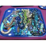 A Selection of Assorted Costume Bead Necklaces, bracelets, etc:- One Tray
