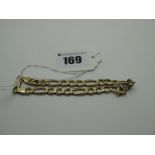 A Flat Link Figaro Style Bracelet, stamped "9kt "375", (11 grams).