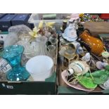 Glassware, Italian figure, coffee pot, etc:- Two Boxes.