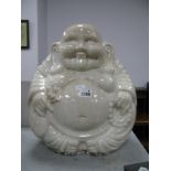 A Crackle Effect Cream Pottery Buddha,