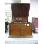 HMV Mahogany Table Top Gramophone, 'No. 4' stamped to arm, 'For Peterson Sons & Co of Glasgow', with