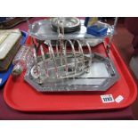 An Art Deco Style Three Tier Folding Tray, an EPNS toast rack with military connection "Presented to