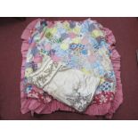 A Patchwork Quilt for a Cot, silk table cloth with symmetrical decoration in braid, approximately