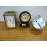 Metamec Quartz Clock, W.A. Gold manetel clock, bulls eye douv=ble faced clock. (3)