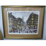 George Cunningham (Sheffield Artist), 'Coles Corner', limited edition colour print 90/250,