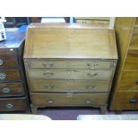 A Late XVIII Century Mahogany Bureau, with fall front, fitted interior, four long drawers, on