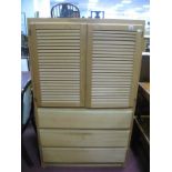 Winchmore Furniture Tall Boy, with louvre doors over three drawers, 85 cm wide.