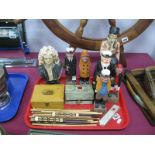 Treen Box with York Cathedral to Lid, carved wooden figures, Dutch plaster pipe smoker '541',