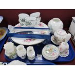 Royal Worcester Cake Plate, Worcester 'Herbs' Ramekins. Aynsley 'Wild Tudor' and other ceramics:-