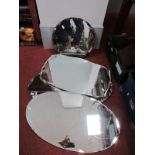 A Pair of Oval Shape Mirrors, with scalloped edges, with two other mirrors. (4)
