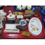 Mabel Lucie Attwell Dish, snuff boxes, Sheaffer pen, etc:- One Tray