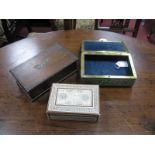 1920's Oak Cigarette Box, Indian mother of pearl box, XX Century brass bound jewellery box with '
