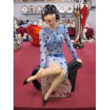 A Peggy Davies Figurine 'Clarice Teatime', an artists original colourway by M. Jackson, 22cm high.