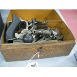 A Stanley No 45 Rebate Plane, and accessories in tin box.